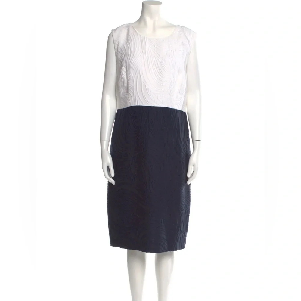 Escada Colorblock Pattern Midi Length Dress, Blue/White 16571